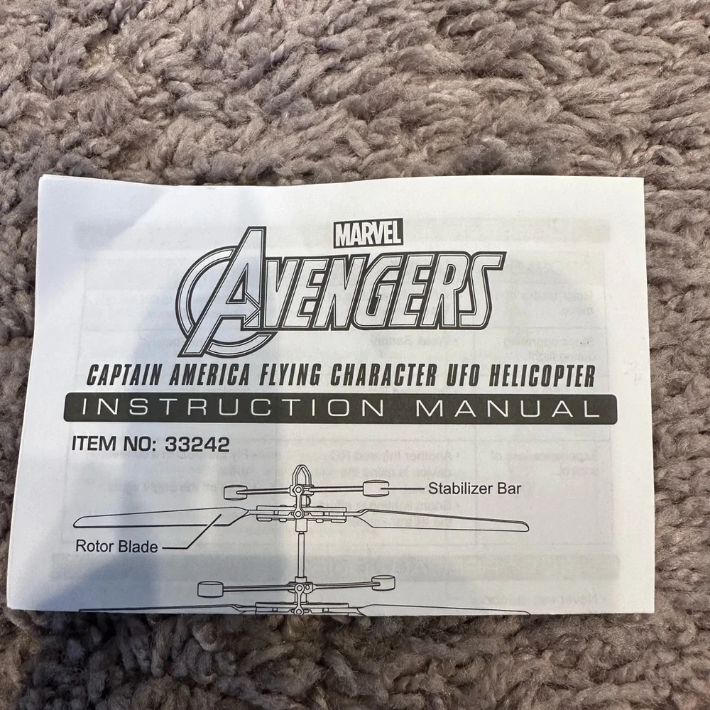 Marvel Captain America Flying Character UFO Helicopter Toy Charger Manual
